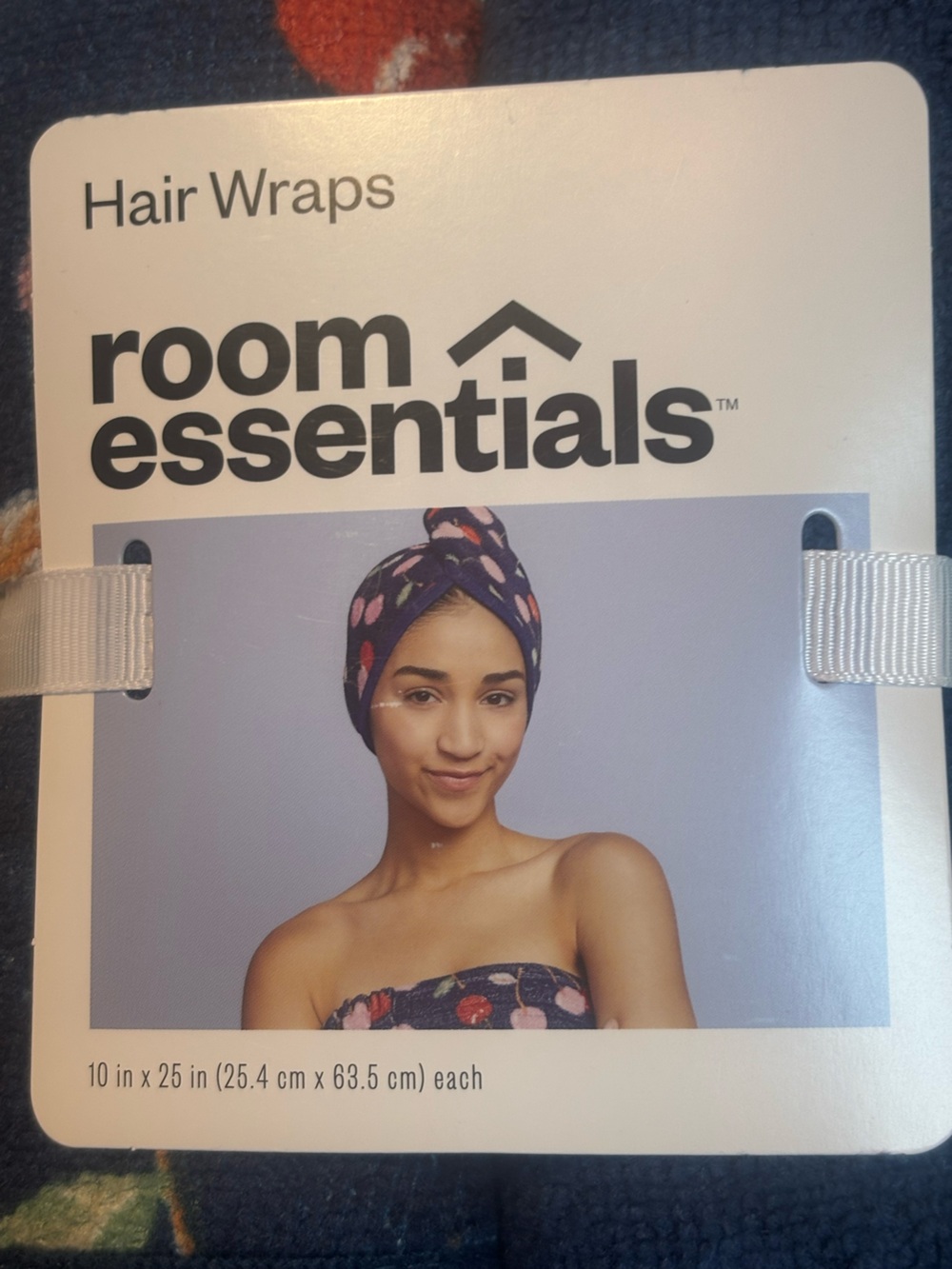 Room Essentials 2 Pk Microfiber Hair Wrap Towels Navy & Cherry New